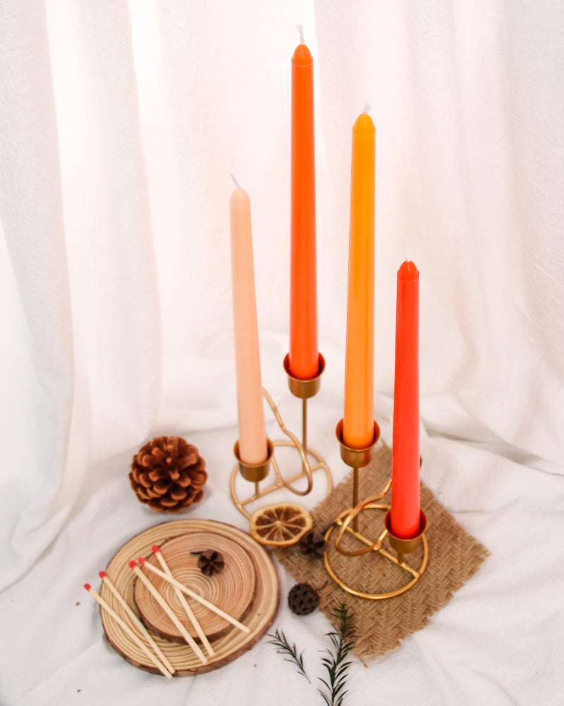 Viyffo 12 Inch Orange Taper Candles Set of 4 Unscented Smokeless Long Tall Tapered Candles for Candlesticks Sticks Wedding Home Decor Dinner - Image 3